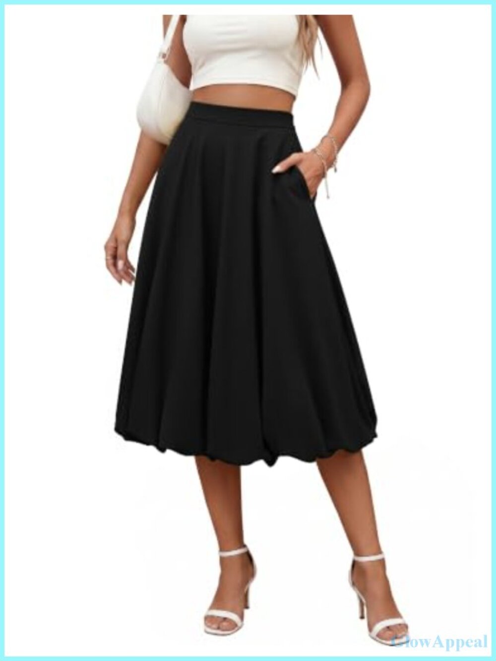 Dressystar Women's Midi Bubble Skirt With Pockets - Casual Y2K A-Line